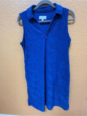 Susan Graver Sleeveless Royal Blue Textured Polo Dress - Small